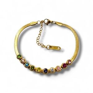 Elegant Gold Bracelet with Multicolor Gemstones
